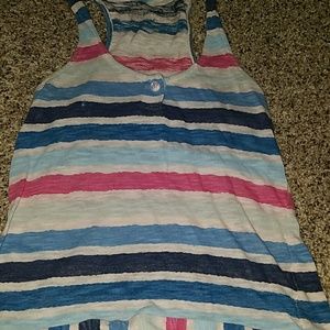 Pink, blue, white tank top